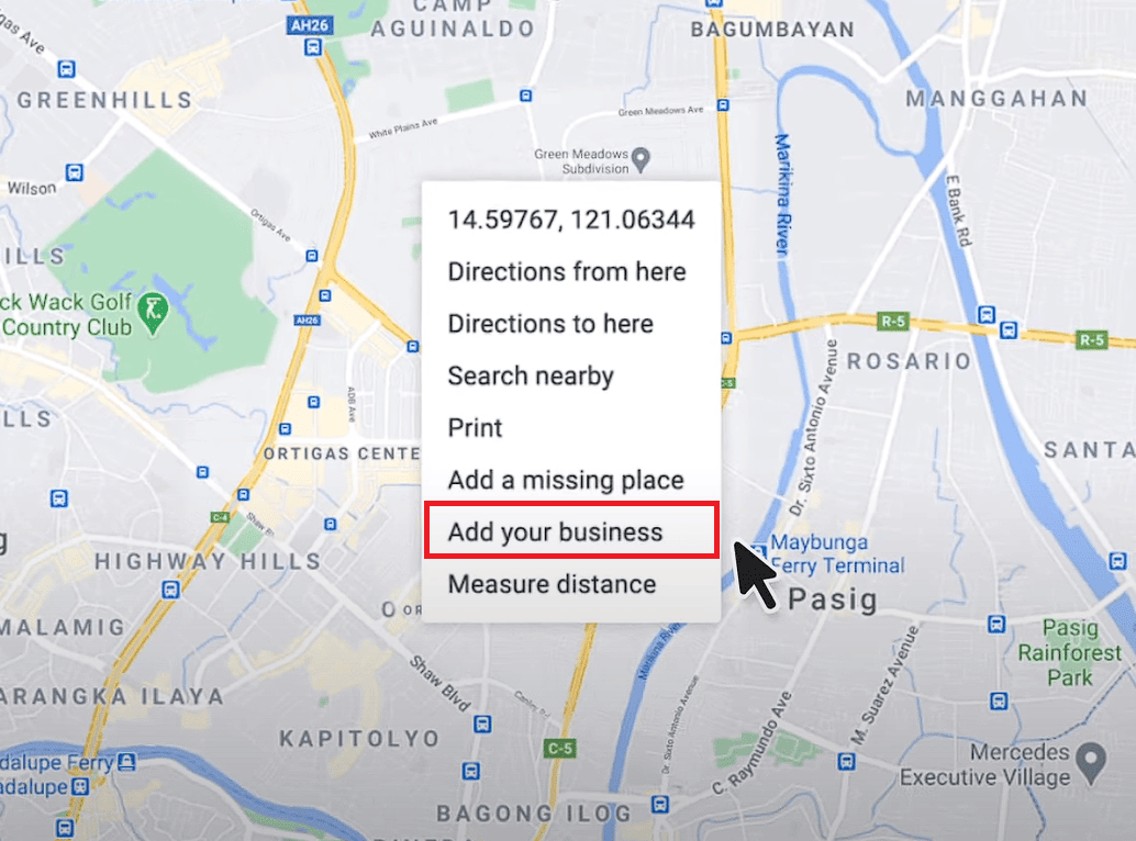 Google My Business profile Map