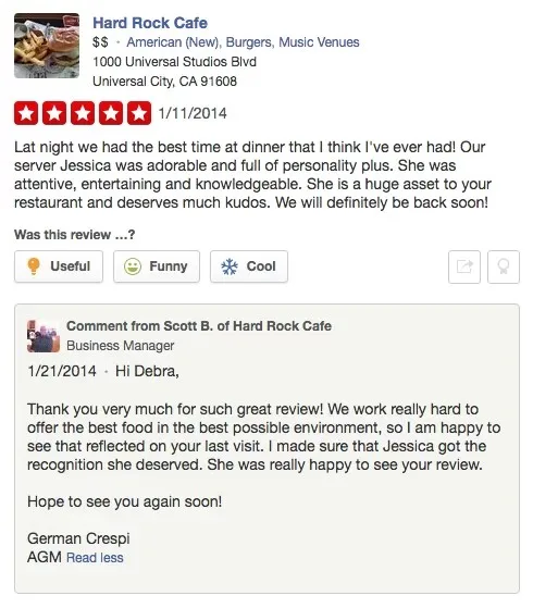 Yelp Reviews five star review