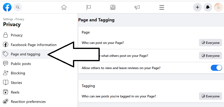 Select page and tagging