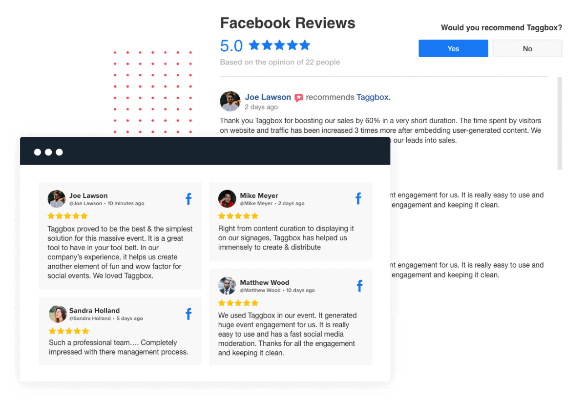 Incorporating a Facebook Review Widget entails adding a customized plugin or code snippet to the company's website that shows their Facebook Page Reviews directly on their site.
