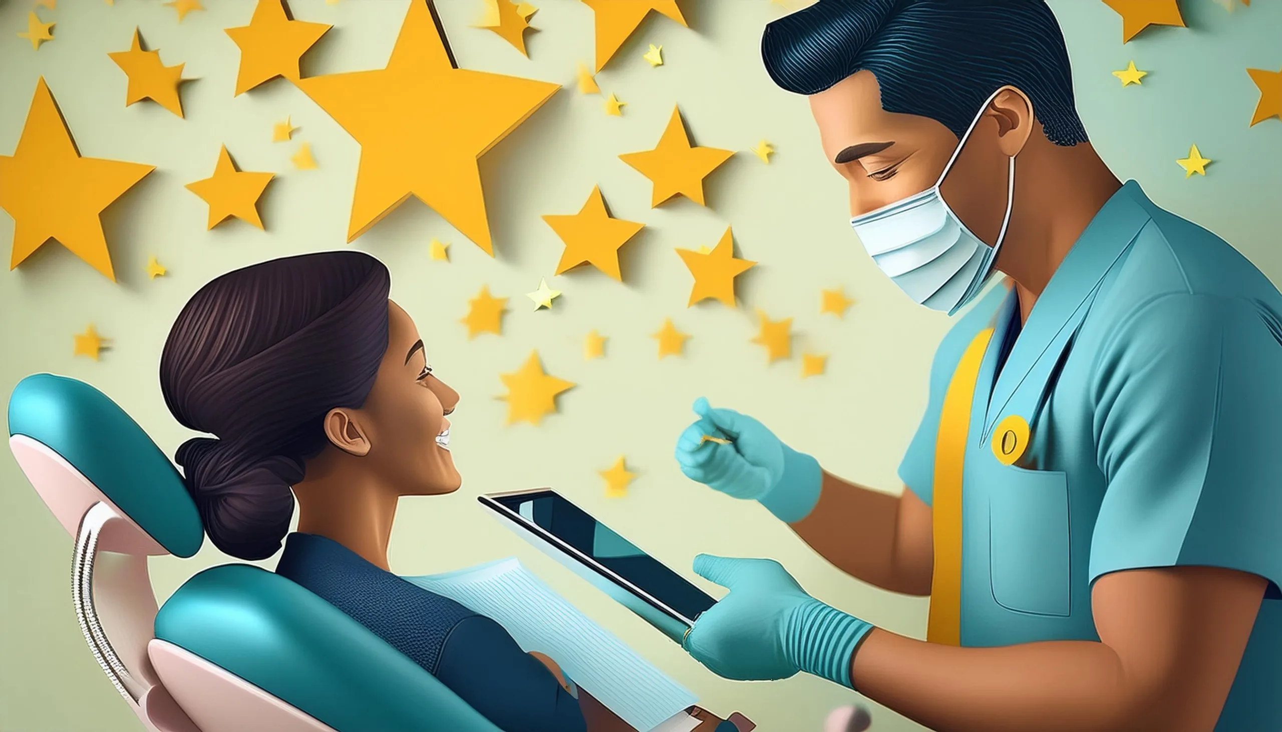 A dentist provides their Google review link to a patient, making it easy to get more Google reviews.