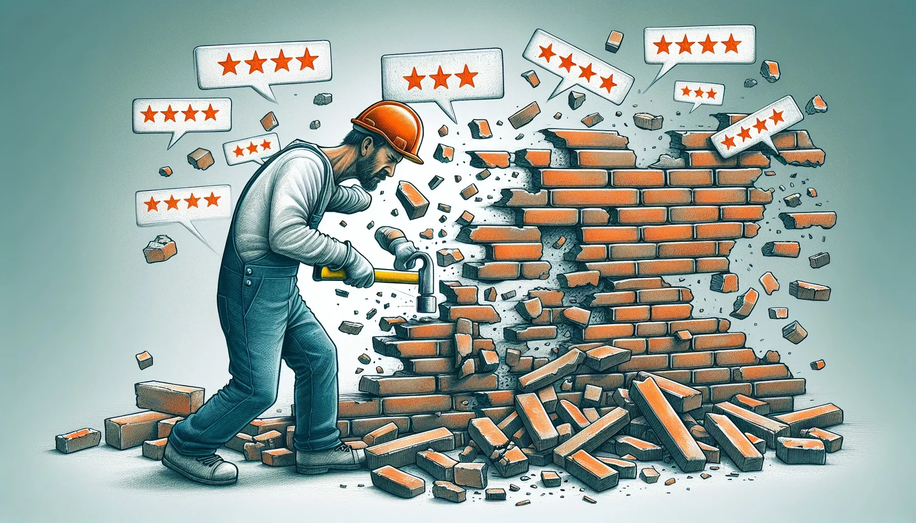 A visual representation of repairing online reputation for construction companies.