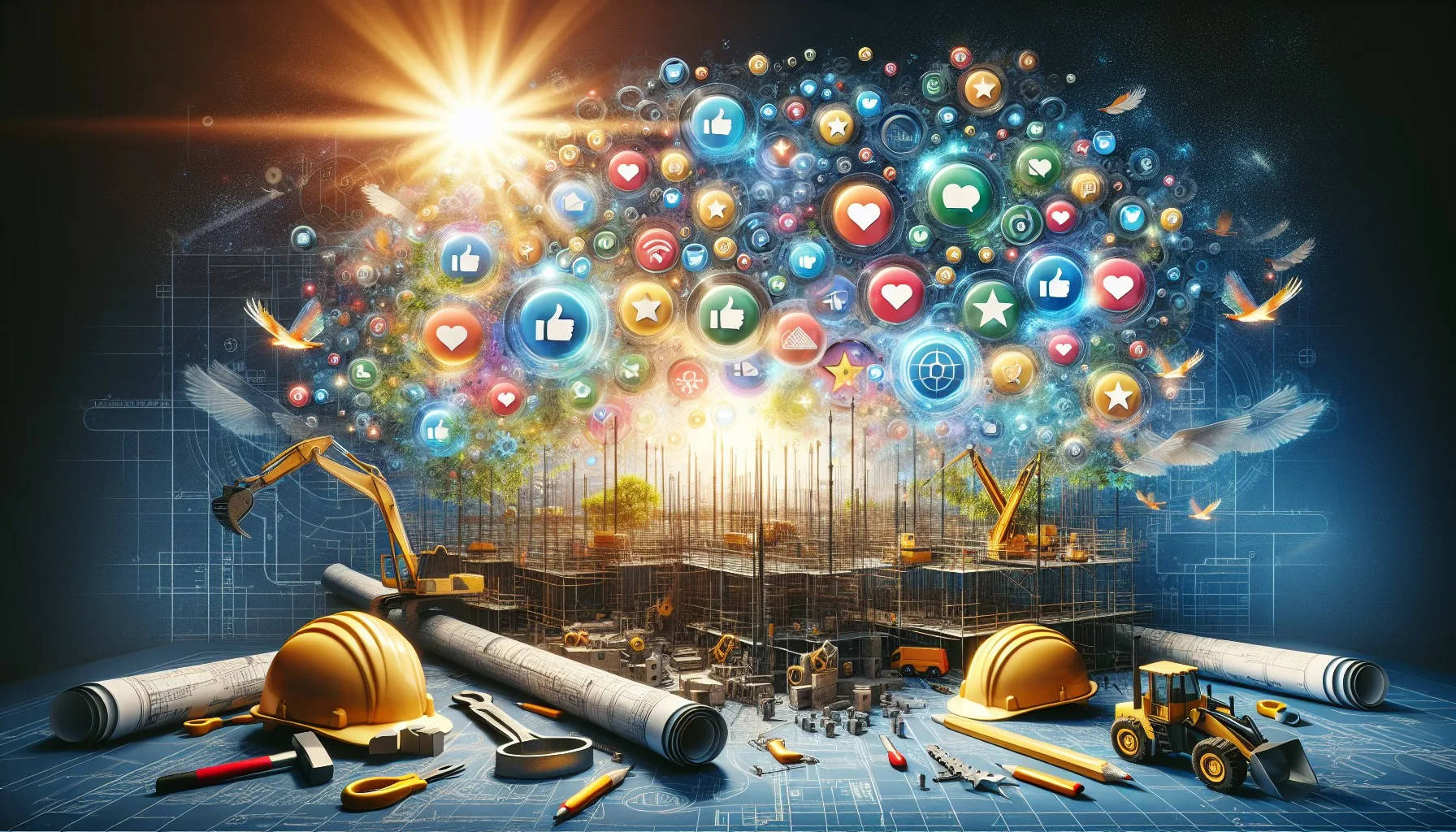 An illustration representing online reputation management for construction companies