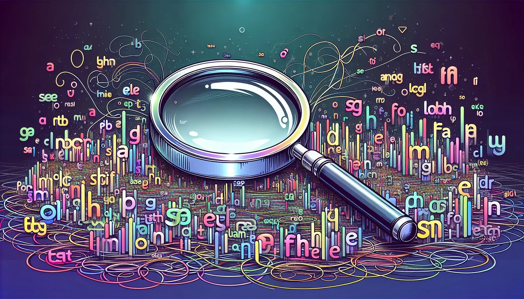 Illustration of keyword research with a magnifying glass