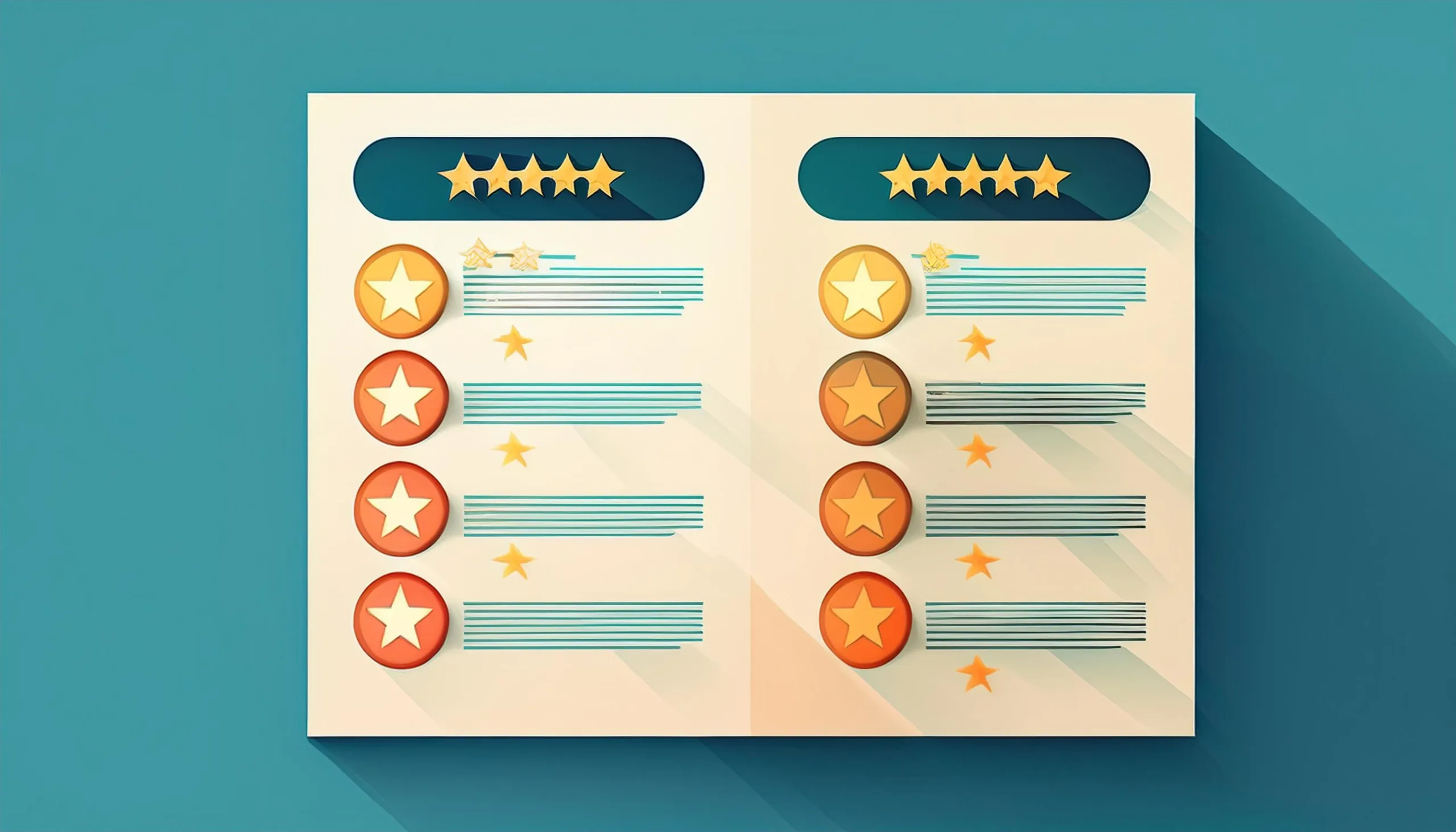 Illustration of different ways to showcase online reviews on your website and a social media post encouraging customers to write a Google review