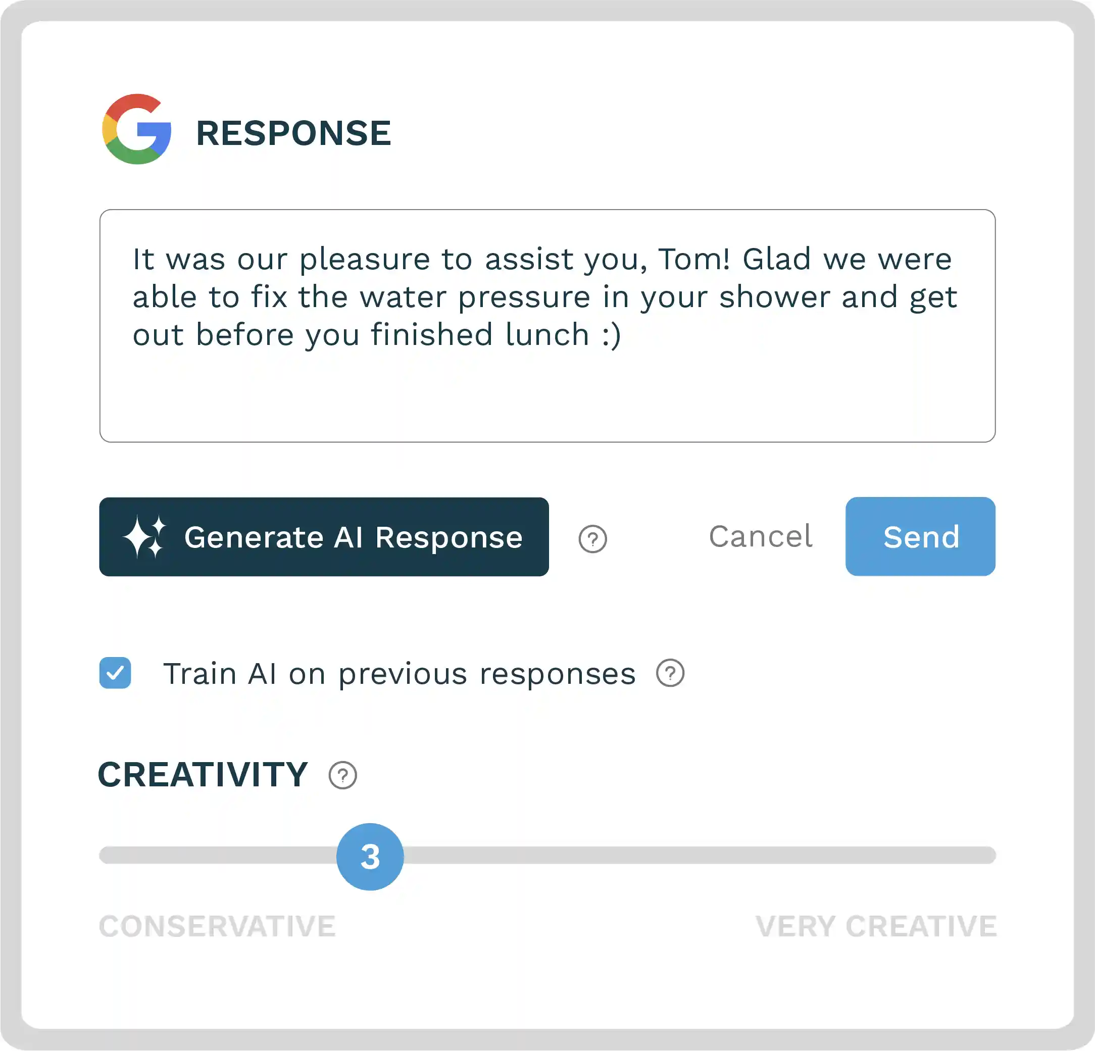 AI review response tool settings